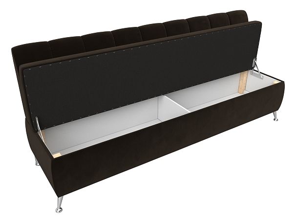 Кухонный прямой диван Кантри (полностью микровельвет коричневый) - Вид 6