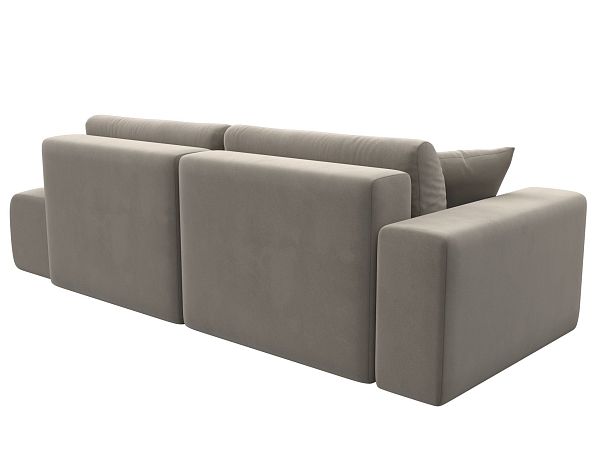 Диван прямой Лига-036 Модерн подлокотник слева Микровельвет бежевый - Вид 5