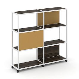 Shelf Mobile Стеллаж 4 уровня 2 секции VR.LT-STK-414.10 Дуб Мали/Металл Белый/W-31 1970*400*1523 - Фото предпросмотра