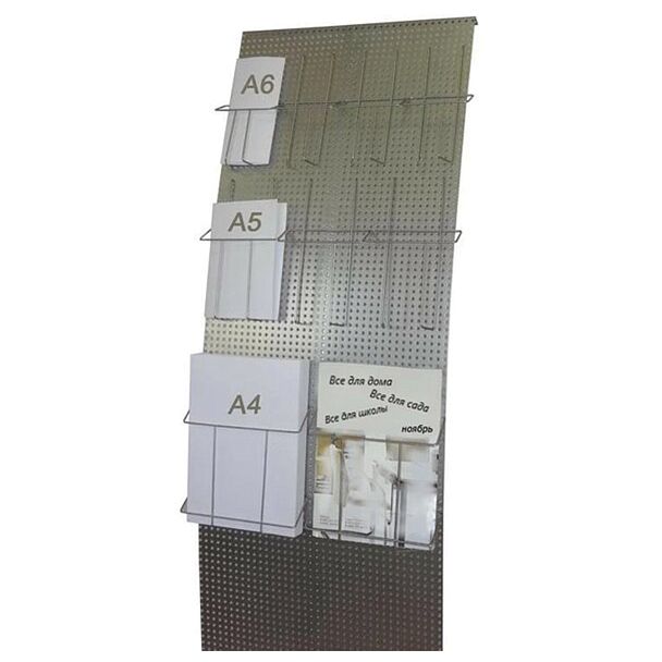 Стойка напольная для рекламных материалов (160х45,5х36 см), без лотков, хром, ПАРУС-2, (лотки 290443-290445), 290442 - Вид 4