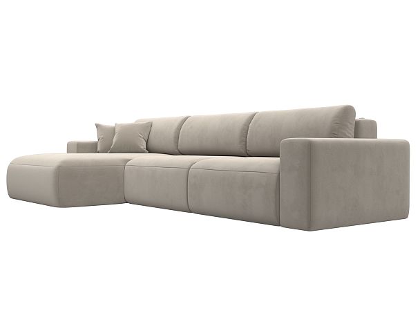Диван угловой Лига-036 Классик Лонг левый угол Микровельвет бежевый - Вид 3