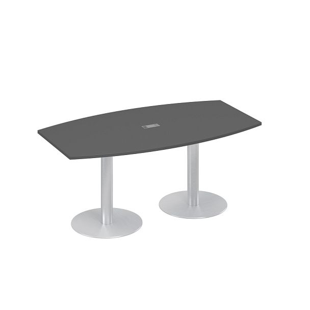 Стол 180x100 фигурный на опорах-колоннах переговорный A4 А4 ХР 112 антрацит премиум - Вид 1