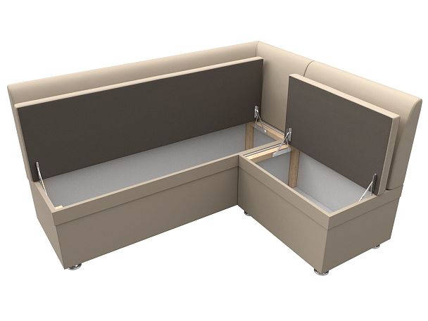 Кухонный угловой диван Уют правый (полностью экокожа бежевая) - Вид 7