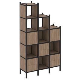 Loft Прямой стеллаж наборный VR.L-22 Дуб аризона/Чёрный металл 1278*446*2280 - Фото предпросмотра