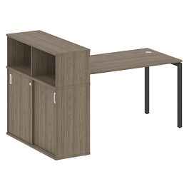 Metal System Quattro Стол письменный с шкафом-купе на П-образном м/к 40БП.РС-СШК-3.3 Т Вяз/Антрацит металл 1810*1120*1098 - Фото предпросмотра