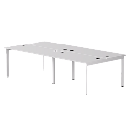 Бенч-система на 4 места Everprof EVO на металлокаркасе 2360х670(1370)x755 опоры 45гр Белый/Белый - Фото предпросмотра