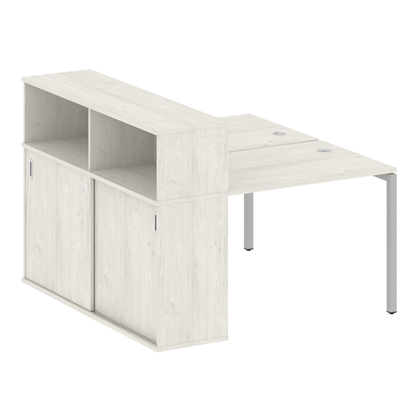 Metal System Quattro Р. ст. с шкафом-купе на П-образном м/к 40БП.РС-СШК-2.1 Т Дуб наварра/Серый металл 1410*1475*1098 - Вид 1