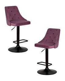 Набор 2 шт Стул барный DOBRIN JOSEPH BLACK (пудрово-сиреневый велюр (MJ9-52)) - Фото предпросмотра