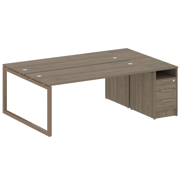 Metal System Quattro Р. ст. с тумбой на О-образном м/к 50БО.РС-СТП-2.5 Вяз/Мокко металл 2212*1475*750 - Вид 1