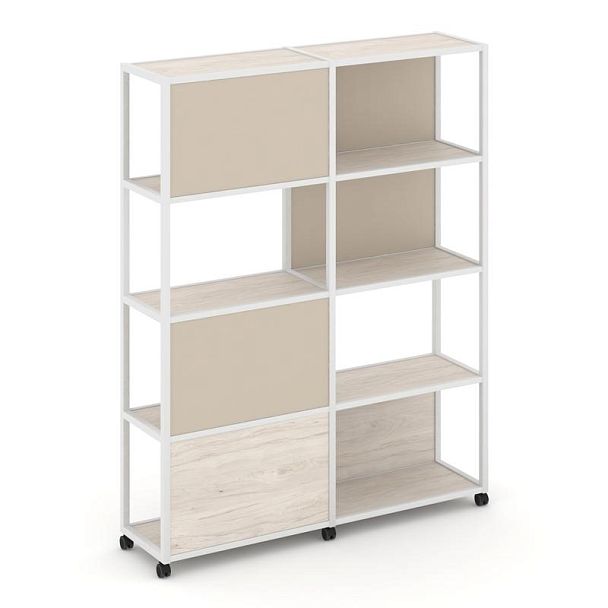 Shelf Mobile Стеллаж 5 уровней 2 секции VR.LT-STK-515.10 Денвер Светлый/Металл Белый/W-04 1970*400*2000 - Вид 1