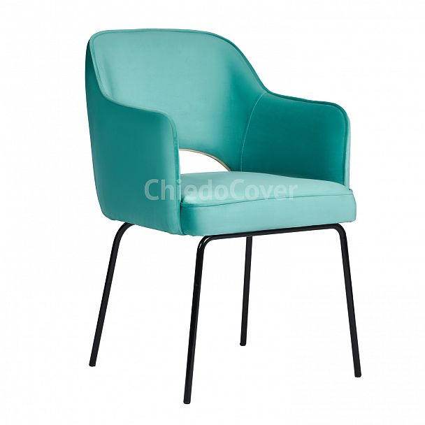 Стул Роза, вельвет голубой, металлические ножки - Вид 1