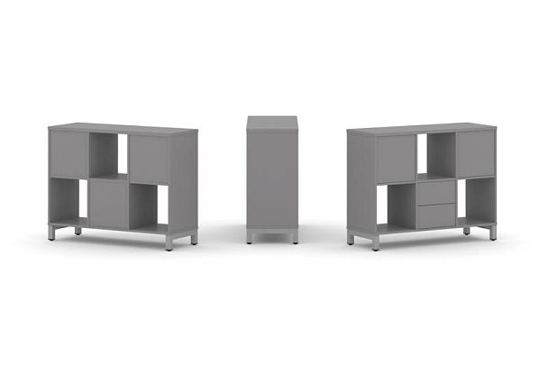 Стайл Проджект Набор стеллажа одностороннего, 2 яруса SN.NS-231 Серый Пепел/Металл Серый 1121*400*88 - Вид 1