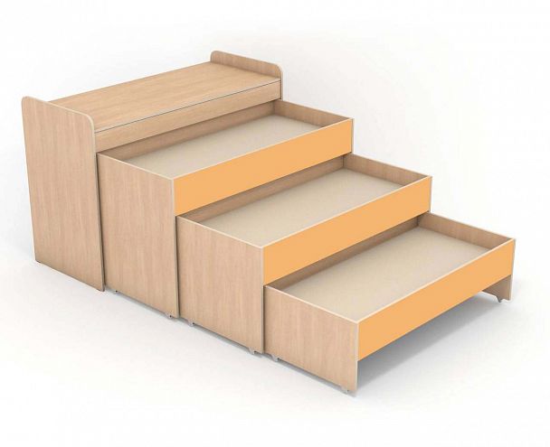 Кровать 3-х ярусная выдвижная с тумбой "715.1" - Вид 2