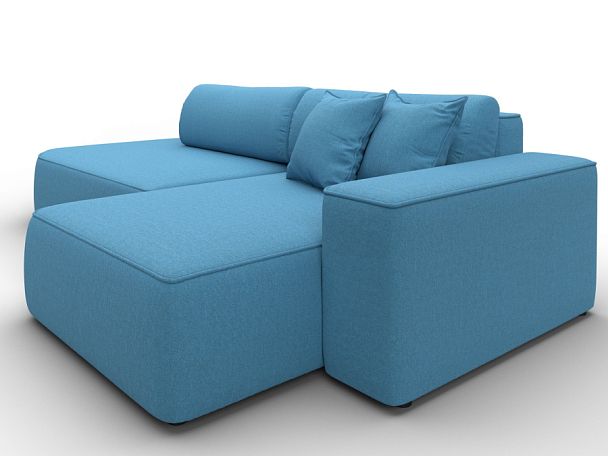 Диван угловой Лига-065 БП угол правый Рогожка голубой - Вид 3