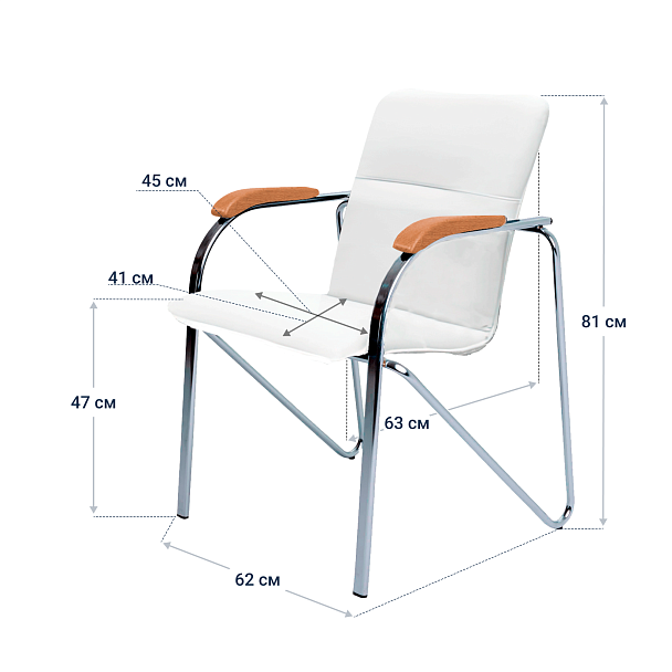 Стул офисный Самба, кожзам Galaxy New White, гальваника, подлокотники бук, под лак - Вид 5