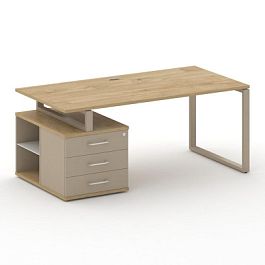 Шифт Стол руководителя с опорной тумбой , левый SK.SRT-180.P (L) Тиквуд Светлый/Капучино/Металл Капу - Фото предпросмотра