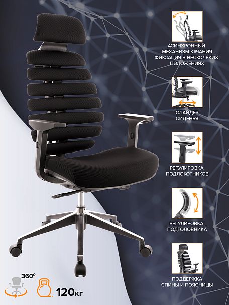 Кресло Everprof Ergo Black Ткань Черный - Вид 4