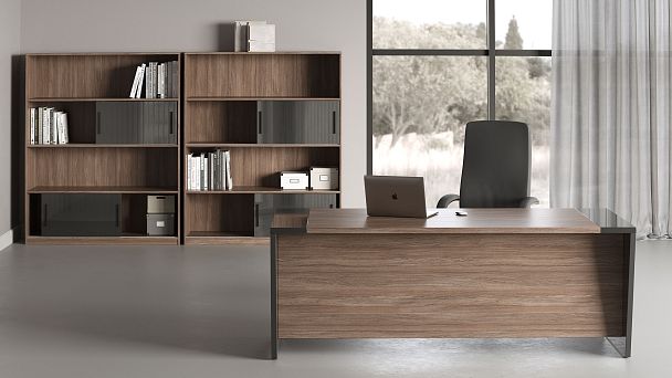 Стеллаж низкий, глянец Asti 135x45x85,8 вяз белый - Вид 14