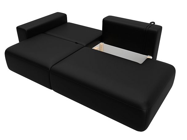 Диван прямой Лига-036 НПБ Модерн подлокотник слева Экокожа черный - Вид 8