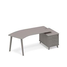 Стол эргономичный на тумбе малой правый (тип 5) Time metal ТМ М1 130 МП ВЛ ВЛ мокко премиум - Фото предпросмотра