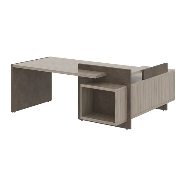 Стол СФ-531211 Дрифтвуд /Бетон чикаго темно-серый 2000х1798х840 WOOD&STONE - Вид 1