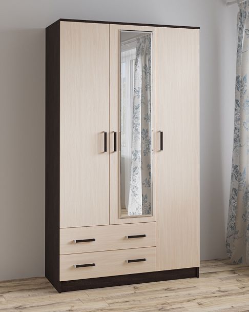 Шкаф комбинированный Лагуна С/З (2100х1200х510) венге/дуб молочный - Вид 1