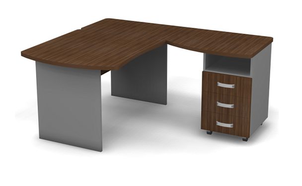 Стол угловой L,R 1400 Берлин Орех Вармия/Серый УРМ 140 L\R - Вид 2