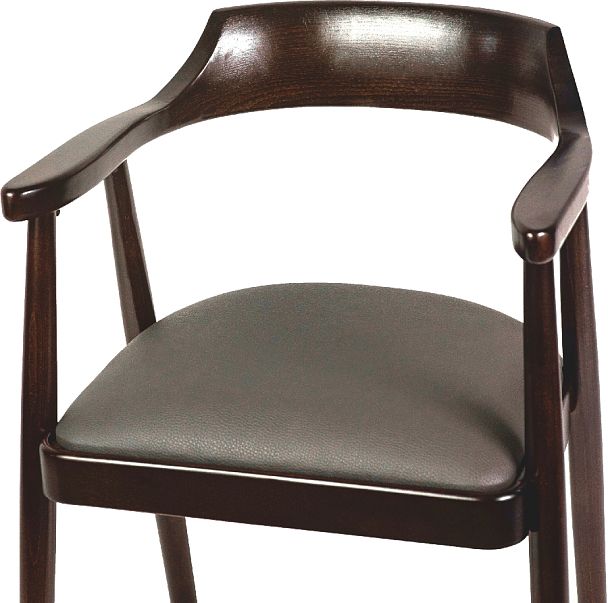 Стул деревянный с подлокотниками Боэн темный орех/коричневая экокожа - Вид 9