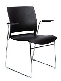 Стул / Five black / черный пластик / хром база с подлокотниками - Фото предпросмотра