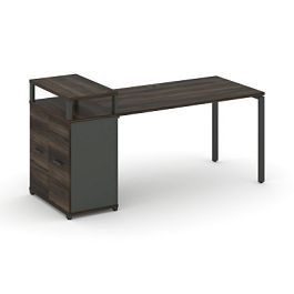 Concept Стол рабочий с опорным распаш. шкафом с верх. горизонтом  CN.SP-221 W Дуб Мали/Антрацит/Металл Антрацит 1400*720*917 - Фото предпросмотра