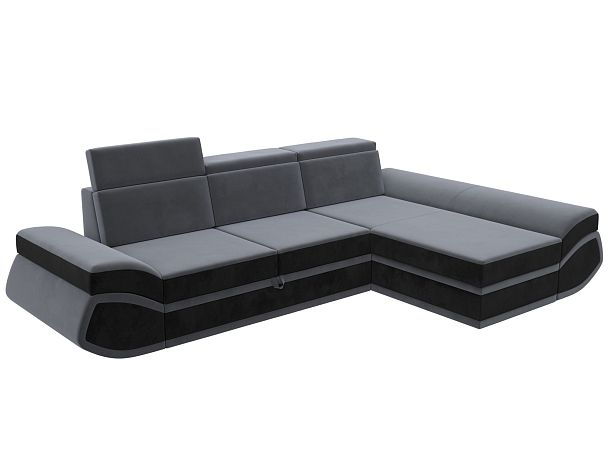 Диван угловой Лига-032 правый угол Велюр серый - Вид 5