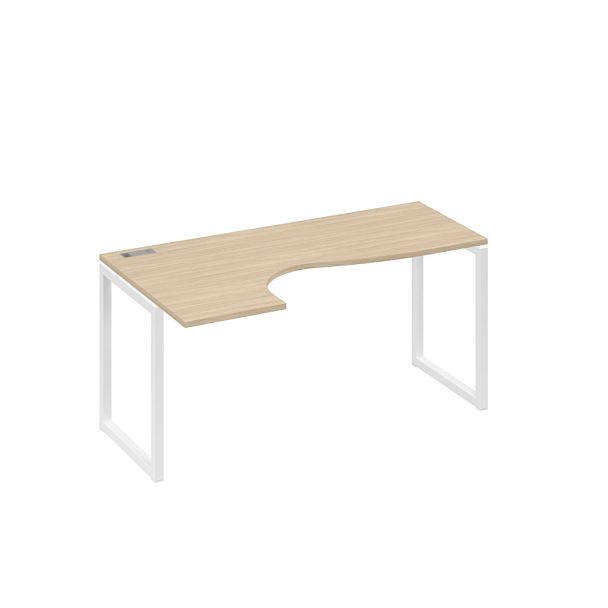 Стол эргономичный левый "Классика" на металлокаркасе QUATTRO A4 А4 Б4 035 БП дуб скандинавский / металлокаркас белый - Вид 1