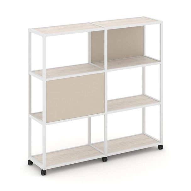 Shelf Mobile Стеллаж 4 уровня 2 секции VR.LT-STK-412.10 Денвер Светлый/Металл Белый/W-04 1970*400*1523 - Вид 1