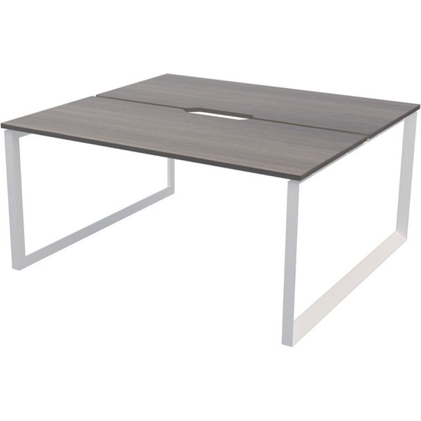 Бенч двойной на 2 рабочих места на металлокаркасе НТМП.О.Б2-200 Лиственница/Белый 2000x1496x750 Аргентум-МП - Вид 1