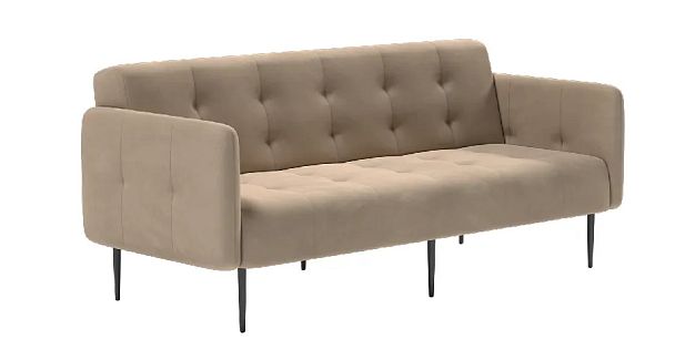 Monaco диван-кровать прямой с подлокотниками, трехместный, бархат бежевый 5 - Вид 2