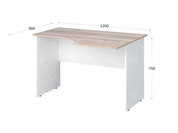TANDEM RTD012-120R-MA Стол эргономичный правый 1200х900х750 Дуб Маувелла/Белый - Вид 2