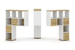 Concept Надставка высокая CN.DNV-003 Дуб Винченцо/Белый Бриллиант/Металл Белый 1099*350*1486 - Фото предпросмотра