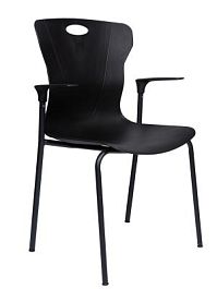 Стул / Seven black / черный пластик / черная база с подлокотниками - Фото предпросмотра