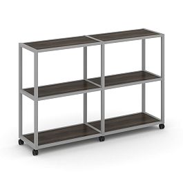 Shelf Mobile Стеллаж 3 уровня 2 секции VR.LT-STK-311.06 Дуб Мали/Металл Серый 1170*400*1046 - Фото предпросмотра