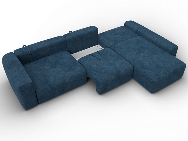 Диван угловой Лига-066 НПБ Лонг угол правый Велюр синий - Вид 9