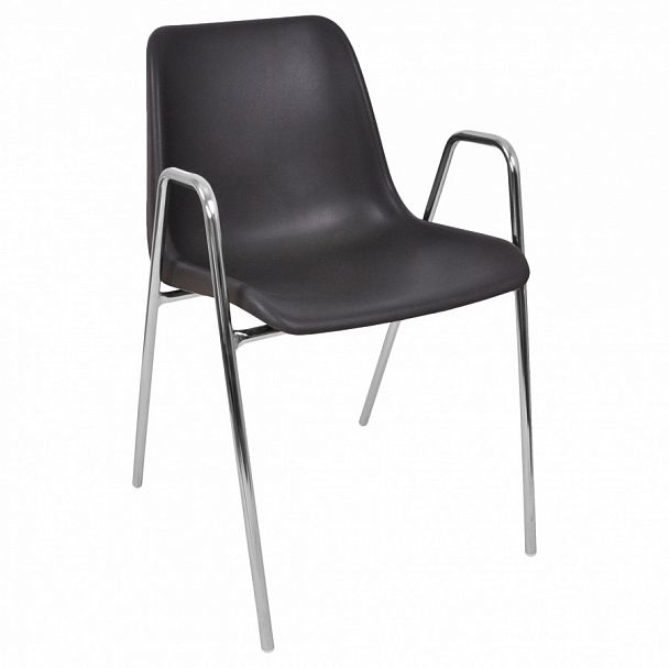 Стул Vicenza (4 высокие ножки c подлокотниками), каркас Хром, серый, стопируемый - Вид 1