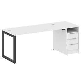 Metal System Quattro Р. ст. с тумбой на О-образном м/к 50БО.РС-СТП-1.4 Белый/Антрацит металл 2012*720*750 - Фото предпросмотра