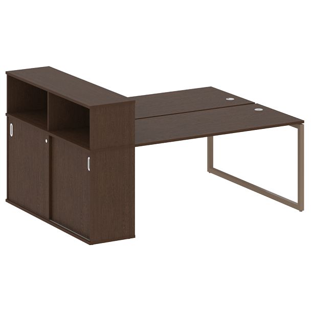 Metal System Quattro Р. ст. с шкафом-купе на О-образном м/к 40БО.РС-СШК-2.4 Т Венге/Мокко металл 2010*1475*1098 - Вид 1