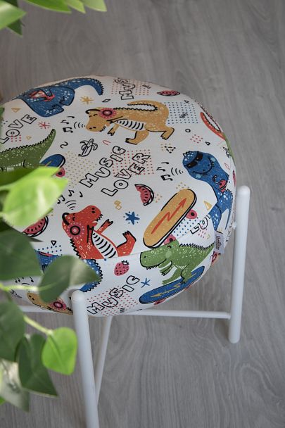 Банкетка Sheffilton KIDS SHT-B4 диномикс/белый муар - Вид 7