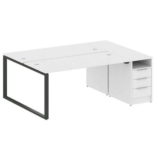 Metal System Р. ст. с тумбой на О-образном м/к БО.РС-СТП-2.4 Белый/Антрацит металл 2012*1475*750 - Вид 1