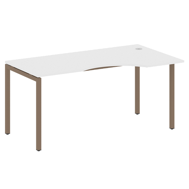 Metal System Quattro Стол криволинейный правый на П-образном м/к 40БП.СА-1 (R) Белый/Мокко металл 1600*900*750 - Вид 1