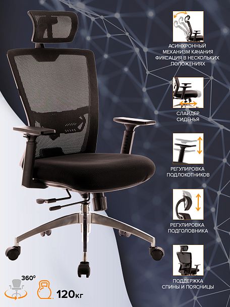 Кресло Everprof Polo S Сетка Черный - Вид 4