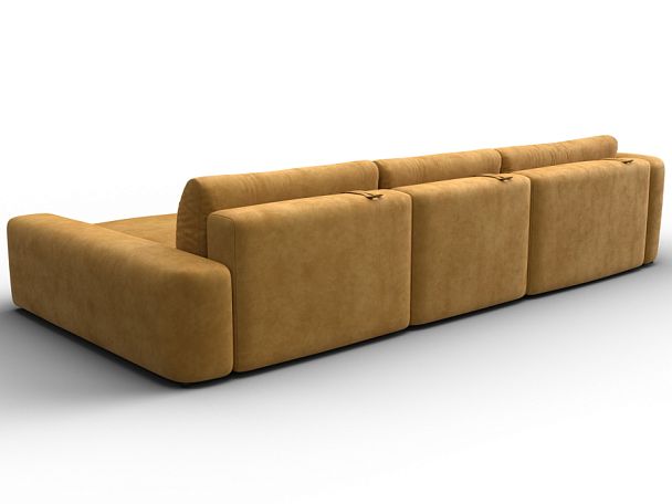 Диван угловой Лига-066 НПБ Лонг угол правый Велюр желтый - Вид 5