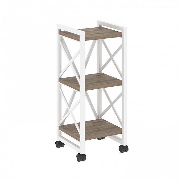 Стеллаж на колесах "Loft" VR.L-MST.K-3.4 тиквуд темный/белый - Вид 1