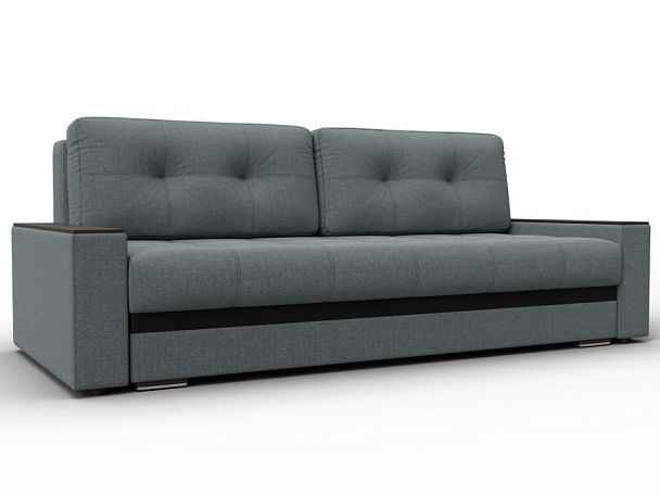 Диван прямой с декором Лига-096 НПБ Рогожка;Экокожа серый - Вид 1